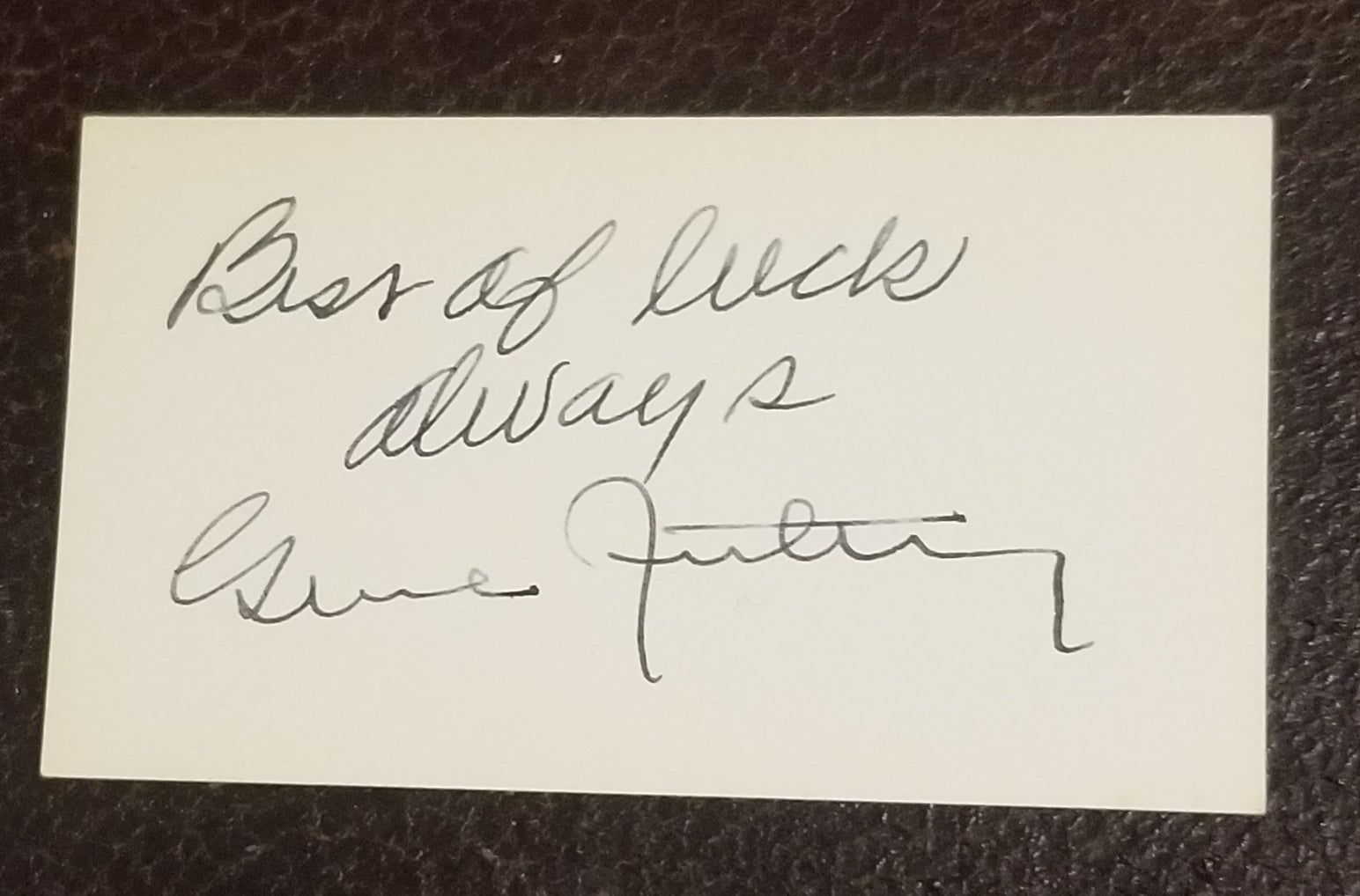 COWBOY SINGER ACTOR GENE AUTRY HAND SIGNED CARD D.1998