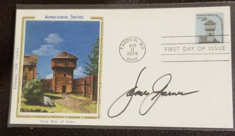 MAVERICK AND ROCKFORD FILES STAR JAMES GARNER HAND SIGNED FDC FIRST DAY COVER D.2014