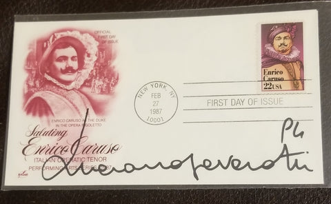 LEGENDARY OPERATIC TENOR LUCIANO PAVAROTTI HAND SIGNED FDC FIRST DAY COVER D.2007