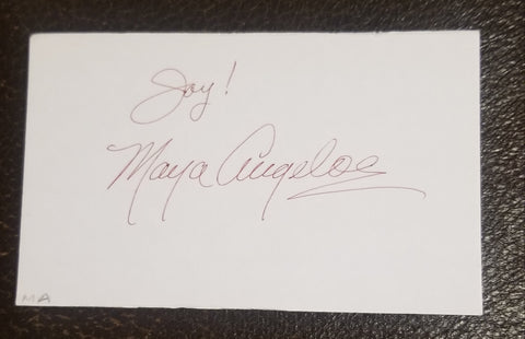 CIVIL RIGHTS ACTIVIST AND POET MAYA ANGELOU HAND SIGNED CARD D.2014