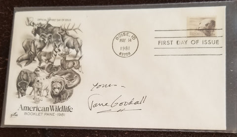 ENGLISH PRIMATOLOGIST JANE GOODALL HAND SIGNED FDC FIRST DAY COVER