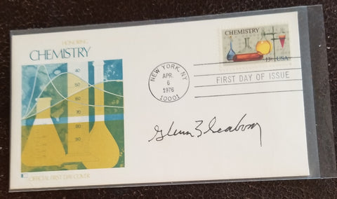 NOBEL PRIZE WINNER IN CHEMISTRY GLENN SEABORG HAND SIGNED FDC FIRST DAY COVER D.1999