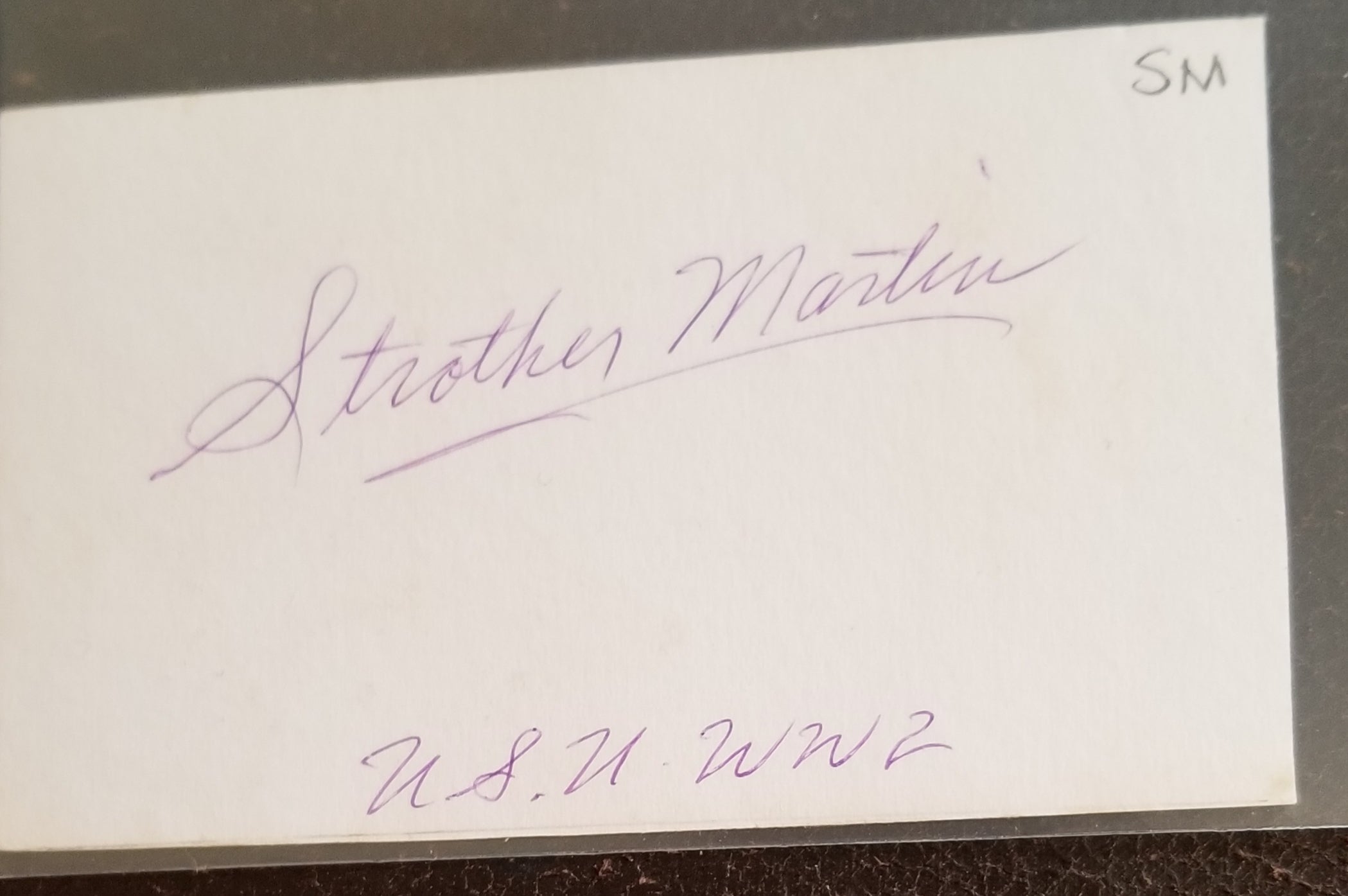 "COOL HAND LUKE" CHARACTER ACTOR STROTHER MARTIN HAND SIGNED CARD D.1980