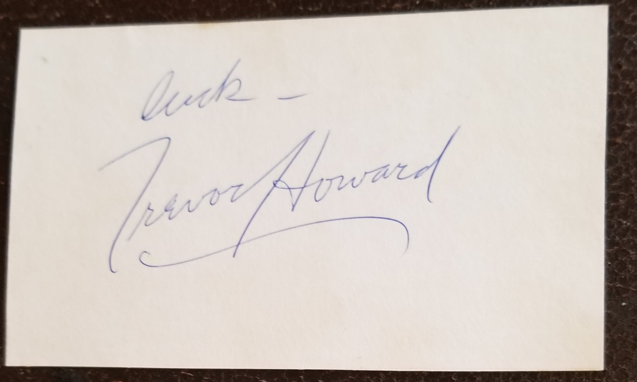 THE THIRD MAN ACTOR TREVOR HOWARD HAND SIGNED CARD D.1988