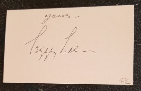 LEGENDARY SINGER PEGGY LEE HAND SIGNED CARD D.2002