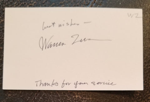 ROCK GREAT WARREN ZEVON HAND SIGNED CARD D.2003