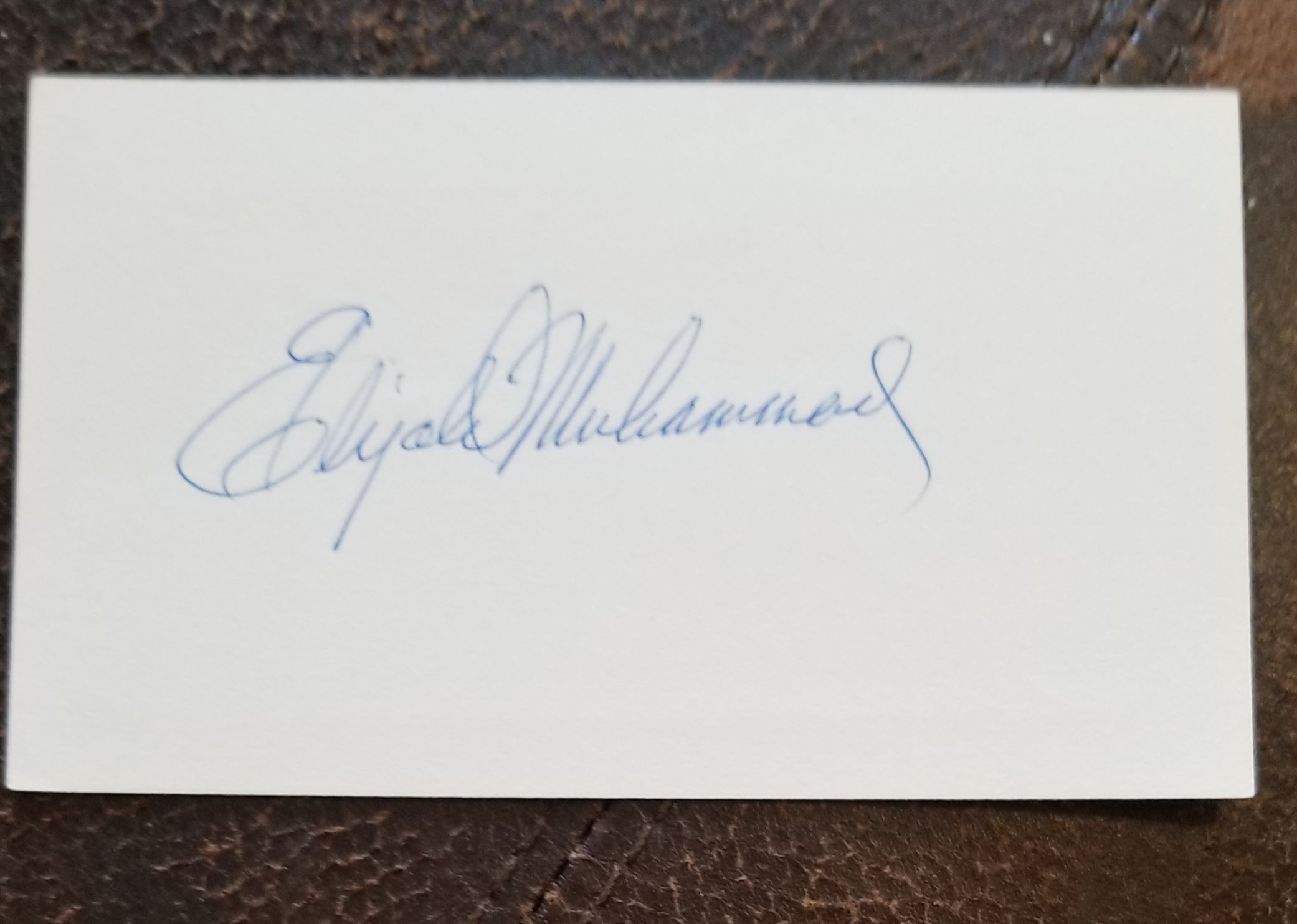 NATION OF ISLAM LEADER ELIJAH MUHAMMAD HAND SIGNED CARD D.1975