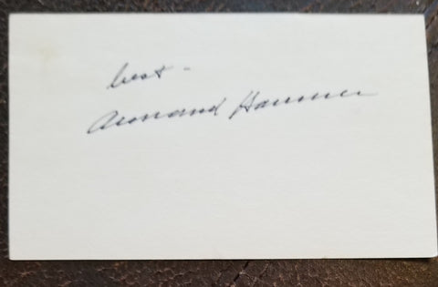 AMERICAN BUSINESSMAN ARMAND HAMMER HAND SIGNED CARD D.1990