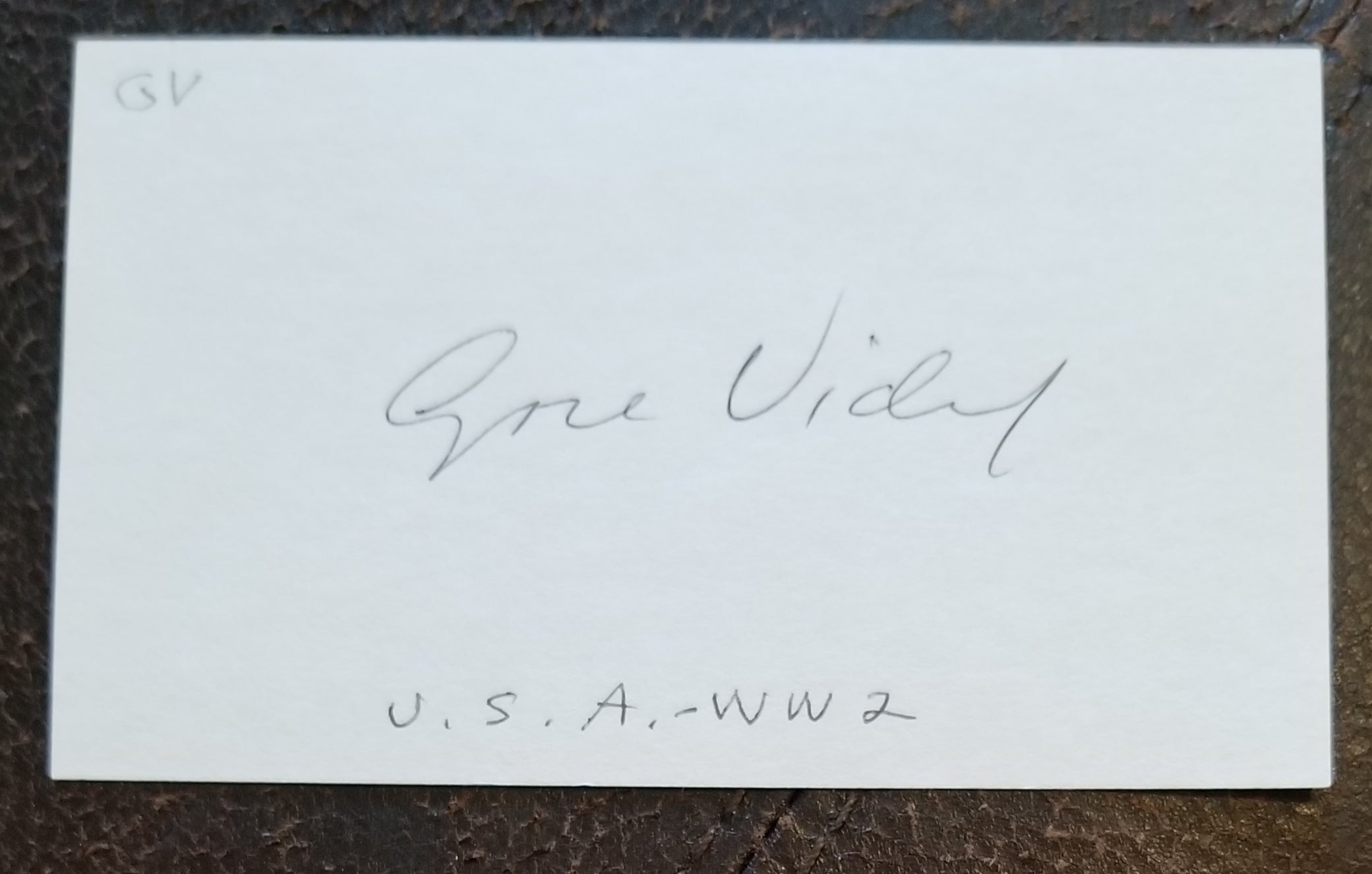 AMERICAN AUTHOR GORE VIDAL HAND SIGNED CARD D.2012 MYRA BRECKINRIDGE