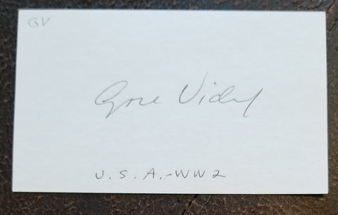 AMERICAN AUTHOR GORE VIDAL HAND SIGNED CARD D.2012 MYRA BRECKINRIDGE