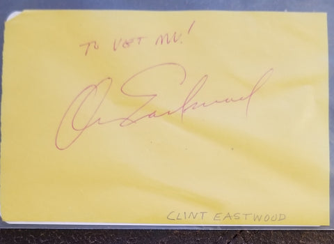 VINTAGE ACTOR DIRECTOR CLINT EASTWOOD HAND SIGNED PAGE