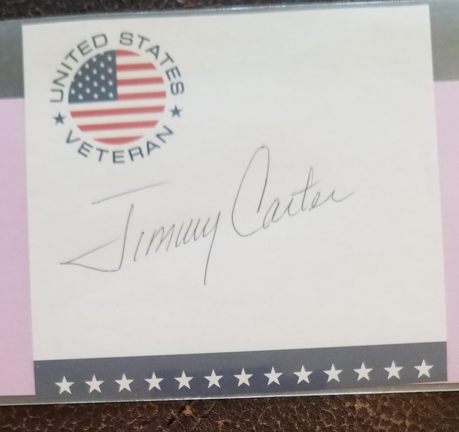 U.S. PRESIDENT JIMMY CARTER HAND SIGNED VETERANS NOTE PAGE