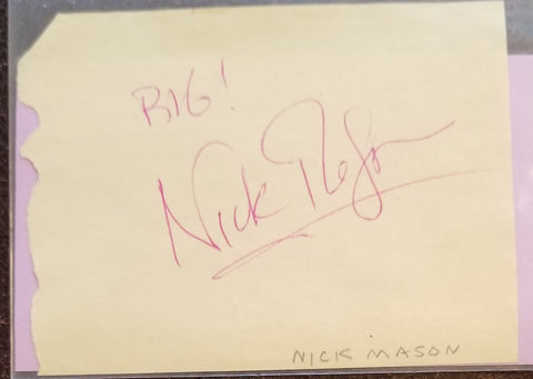 PINK FLOYD DRUMMER NICK MASON HAND SIGNED PAGE