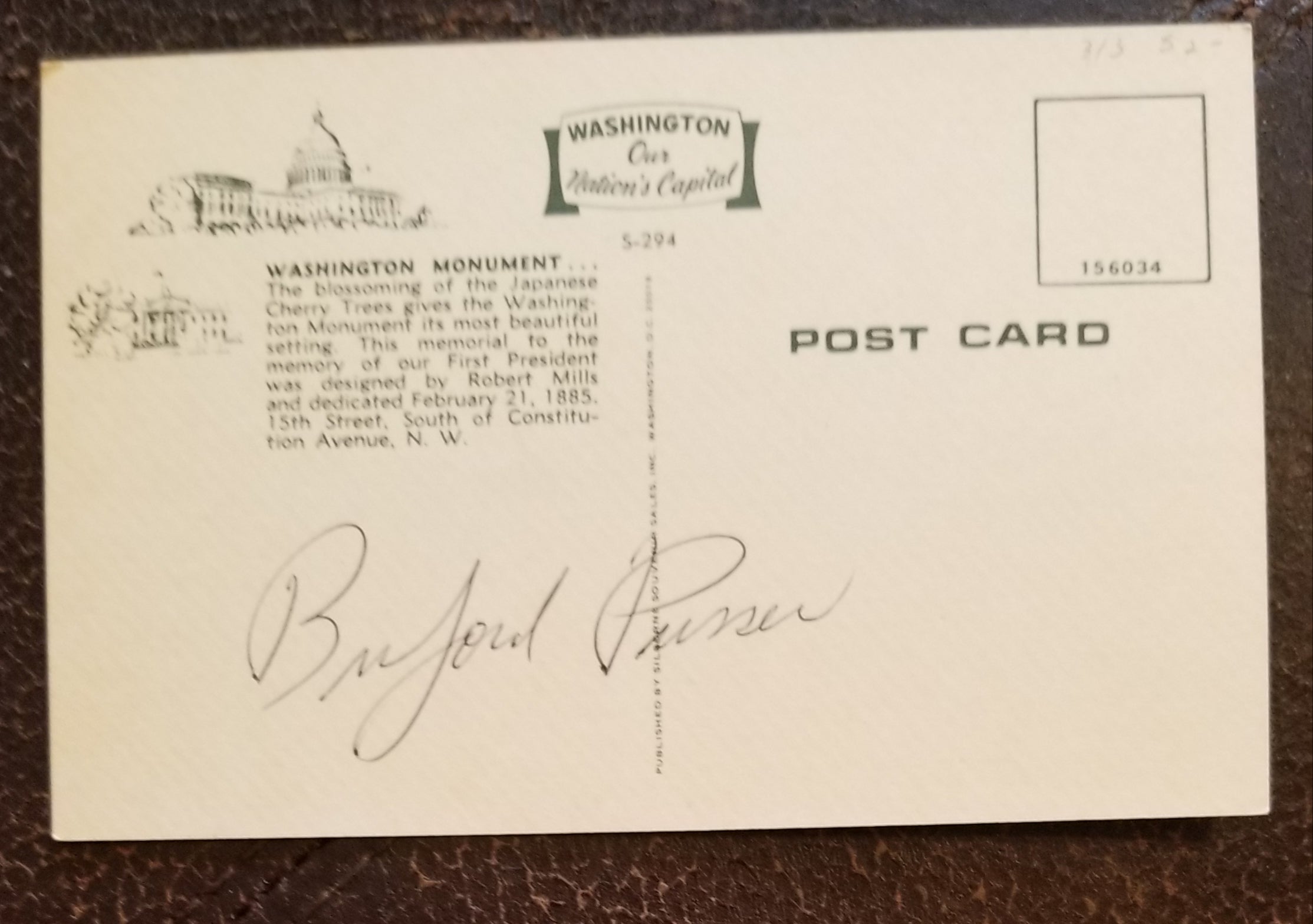 "WALKING TALL" SHERIFF BUFORD PUSSER HAND SIGNED VINTAGE POSTCARD D.1974