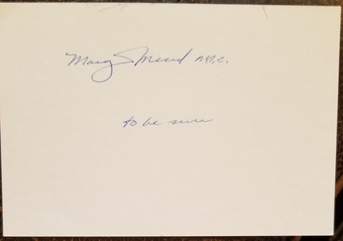 CULTURAL ANTHROPOLOGIST MARGARET MEAD HAND SIGNED CARD D.1978