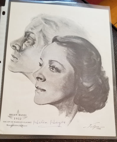 ACTING LEGEND HELEN HAYES HAND SIGNED 1962 VOLPE PRINT D.