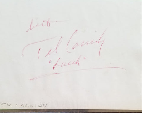 RARE ACTOR TED CASSIDY HAND SIGNED PAGE D.1979 LURCH THE ADDAMS FAMILY