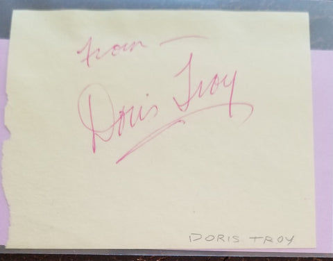 "JUST ONE LOOK" SINGER DORIS TROY HAND SIGNED PAGE D.2004