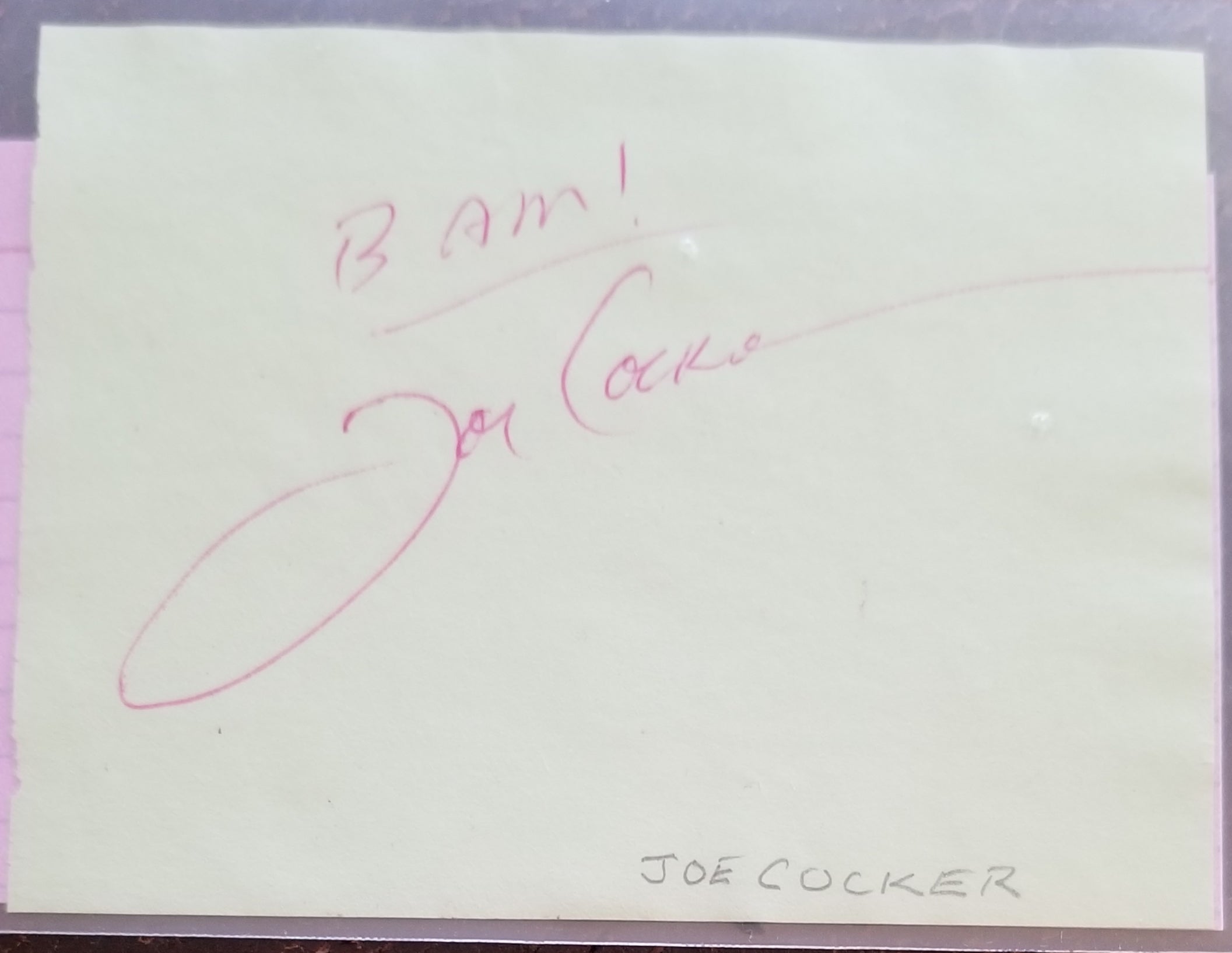 ROCK MUSICIAN JOE COCKER HAND SIGNED PAGE D.2014