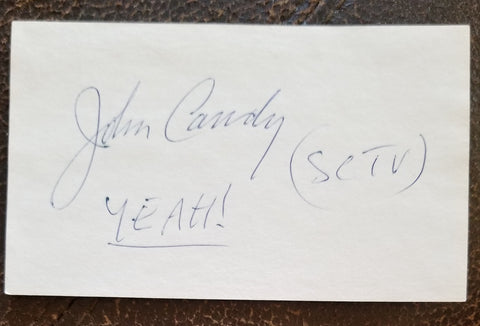 SNL AND SCTV STAR JOHN CANDY HAND SIGNED CARD D.1994