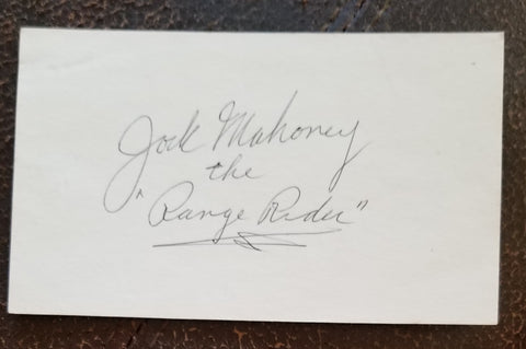 WESTERNS AND TARZAN ACTOR JOCK MAHONEY HAND SIGNED CARD D.1989