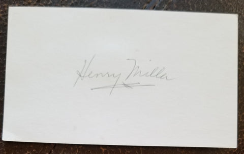 GREAT AMERICAN AUTHOR HENRY MILLER HAND SIGNED CARD D.1980