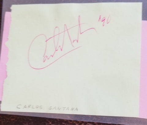 ROCK GREAT GUITARIST CARLOS SANTANA HAND SIGNED PAGE