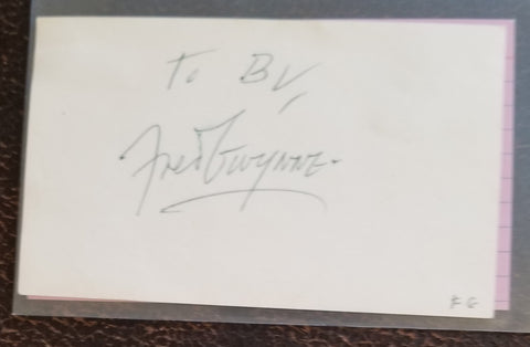 THE MUNSTERS STAR FRED GWYNNE HAND SIGNED CARD D.1993