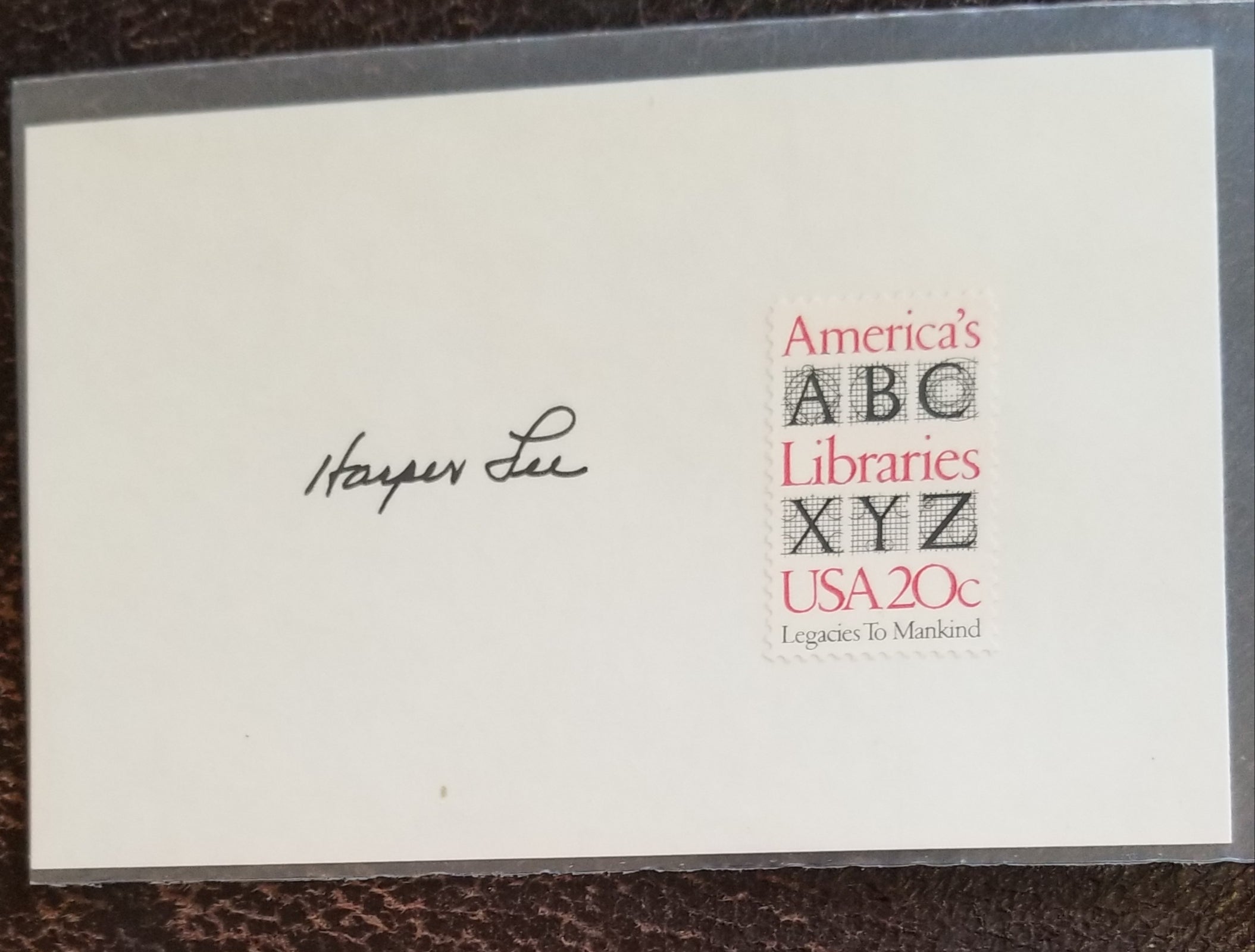 TO KILL A MOCKINGBIRD AUTHOR HARPER LEE HAND SIGNED CARD D.2016