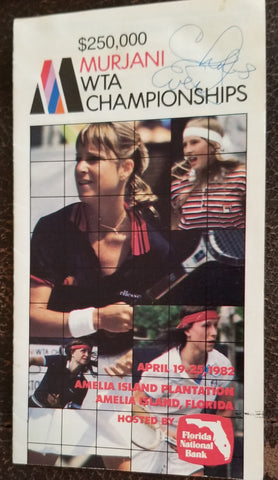 TENNIS GREAT CHRIS EVERT HAND SIGNED TENNIS PAMPHLET