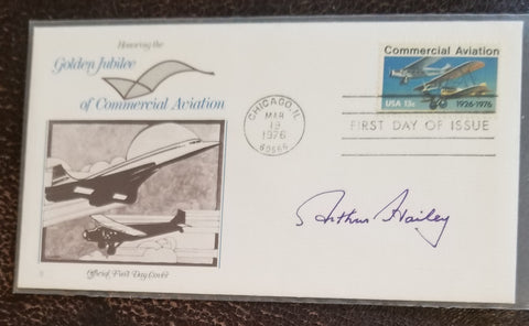 AIRPORT AND HOTEL AUTHOR ARTHUR HAILEY HAND SIGNED FDC FIRST DAY COVER D.2004