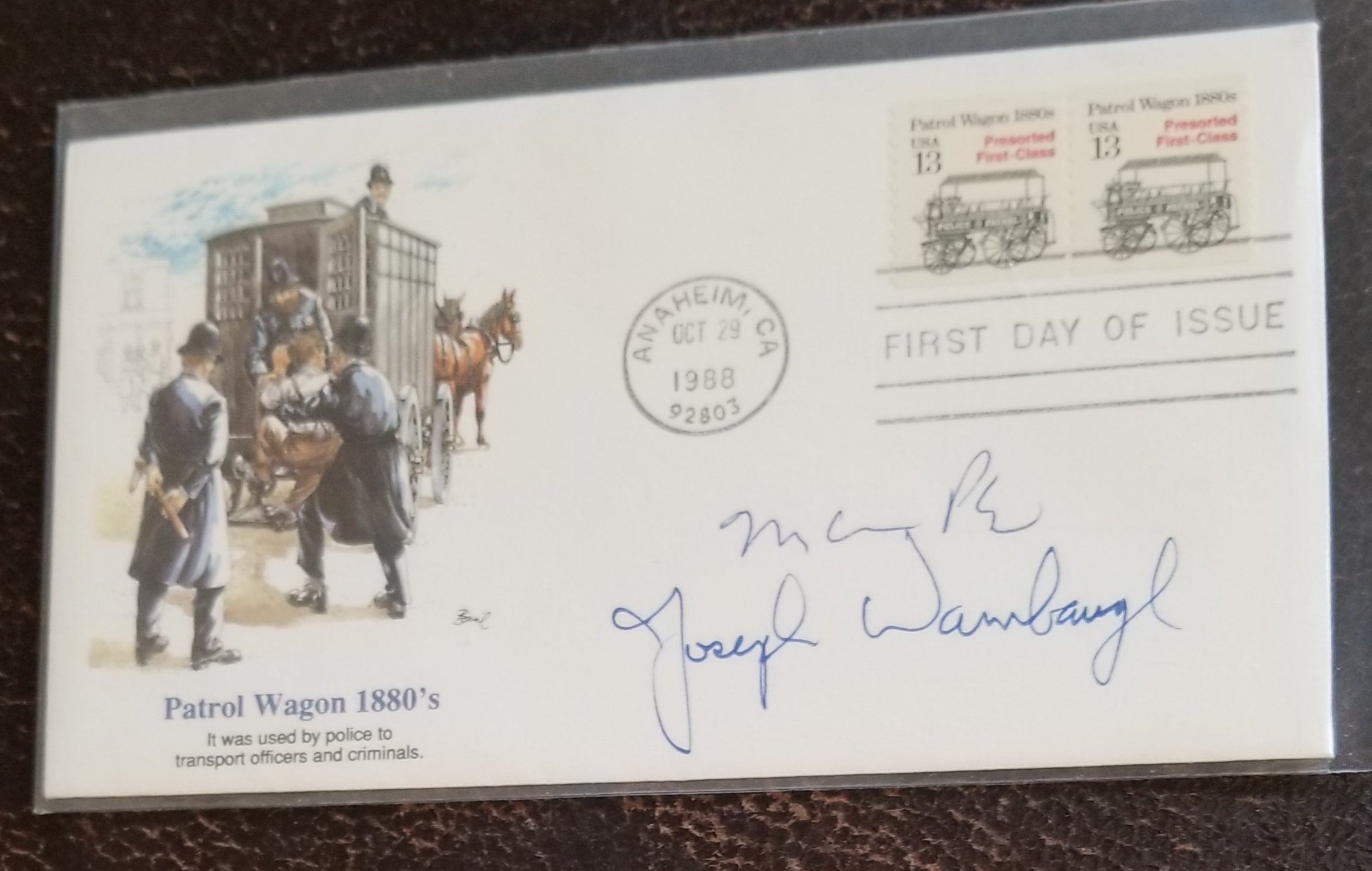 AUTHORS MARIO PUZO (D.1999) AND JOSEPH WAMBAUGH DUAL HAND SIGNED FDC FIRST DAY