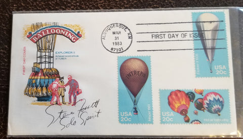 RECORD SETTING AVIATOR AND BUSINESSMAN STEVE FOSSETT HAND SIGNED FDC FIRST DAY COVER D.2007