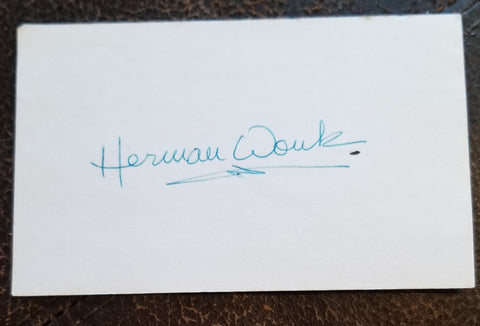 HISTORICAL FICTION AUTHOR HERMAN WOUK HAND SIGNED CARD D.2019