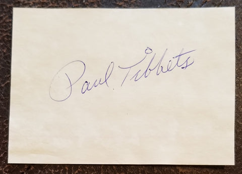 ENOLA GAY PILOT PAUL TIBBETS HAND SIGNED CARD D.2007 ATOMIC BOMB