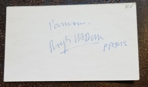 FRENCH SCREENWRITER AND DIRECTOR ROGER VADIM HAND SIGNED CARD D.2000