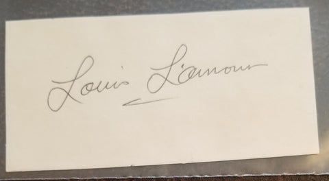 WESTERNS AUTHOR LOUIS L'AMOUR HAND SIGNED CARD D.1988