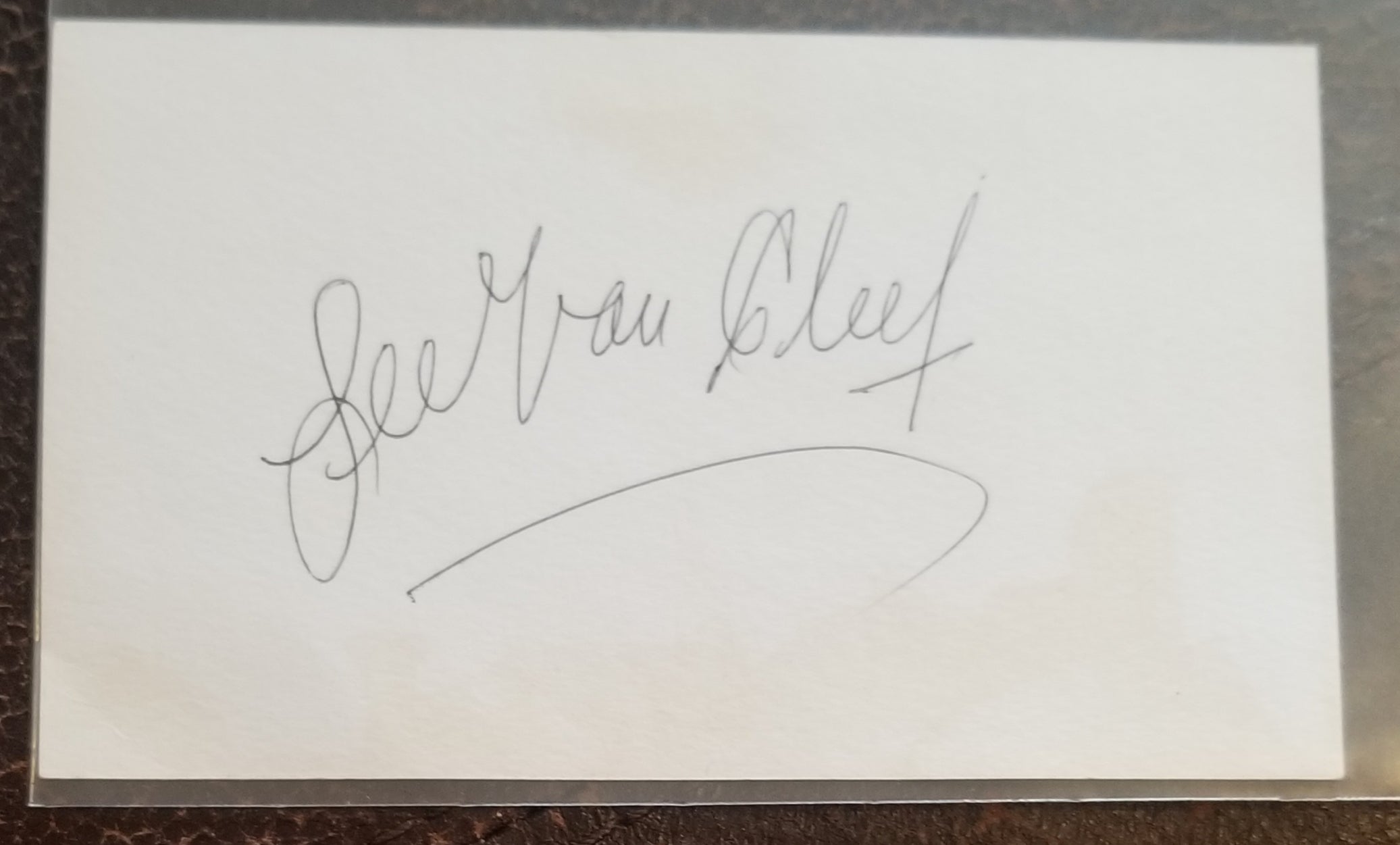 SPAGHETTI WESTERNS ACTOR LEE VAN CLEEF HAND SIGNED CARD D.1989