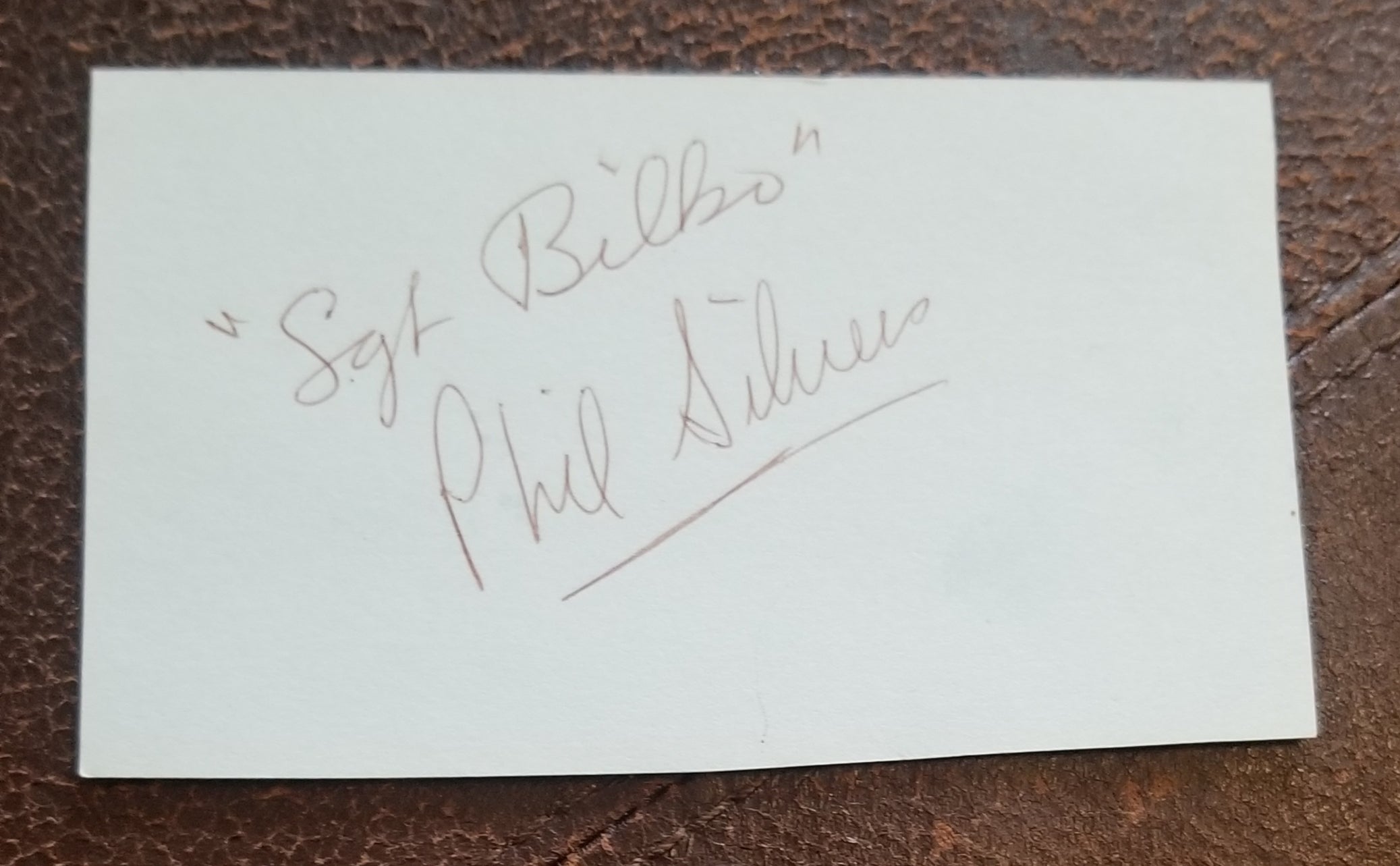 SGT. BILKO ACTOR COMEDIAN PHIL SILVERS HAND SIGNED CARD D.1985