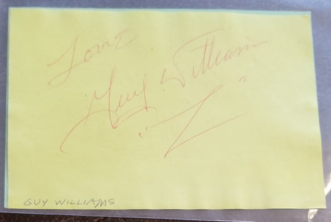 ZORRO AND LOST IN SPACE STAR ACTOR GUY WILLIAMS HAND SIGNED PAGE D.1989