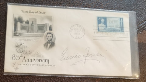 "THE ARCHITECT OF THE NUCLEAR AGE" PHYSICIST ENRICO FERMI HAND SIGNED FDC FIRST DAY COVER D.1954