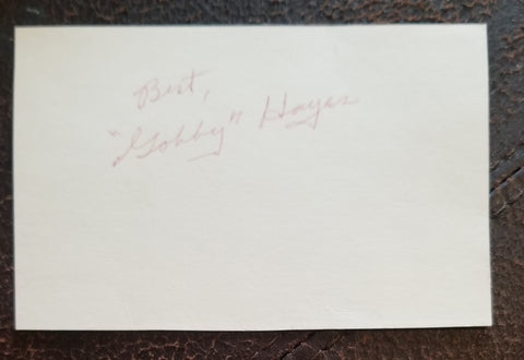 COWBOY SIDEKICK "GABBY" HAYES HAND SIGNED CARD D.1969