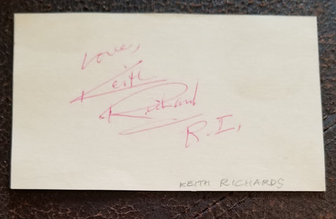 ROLLING STONES LEGEND KEITH RICHARDS HAND SIGNED CARD