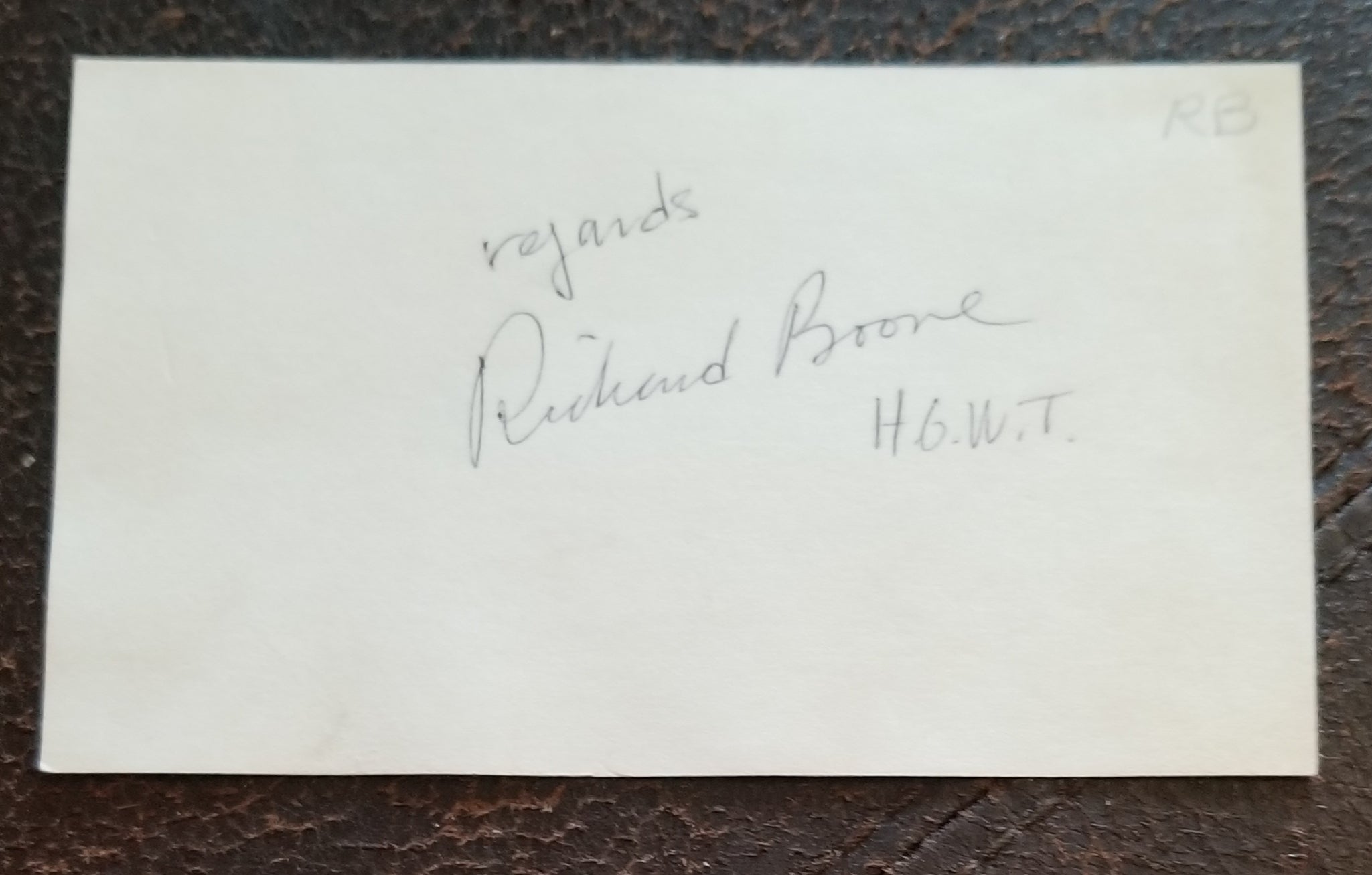 "HAVE GUN- WILL TRAVEL'" STAR RICHARD BOONE HAND SIGNED CARD D.1981
