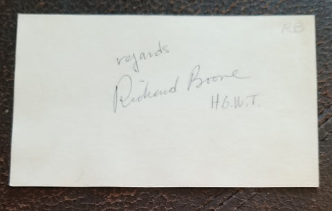 "HAVE GUN- WILL TRAVEL'" STAR RICHARD BOONE HAND SIGNED CARD D.1981
