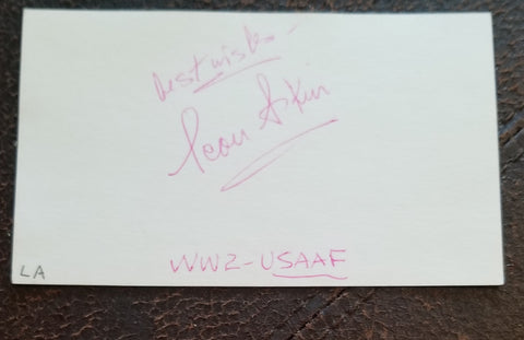 HOGAN'S HEROES ACTOR LEON ASKIN HAND SIGNED CARD GENERAL BURKHALTER D.2005