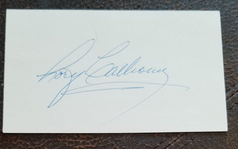 MOTEL HELL STAR ACTOR RORY CALHOUN HAND SIGNED CARD D.1999