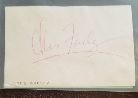 SNL STAR CHRIS FARLEY HAND SIGNED PAGE D.1997