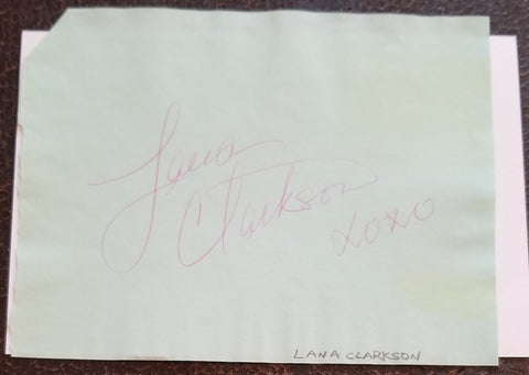 RARE MODEL ACTRESS LANA CLARKSON HAND SIGNED PAGE D.2003 MURDERED BY PHIL SPECTOR