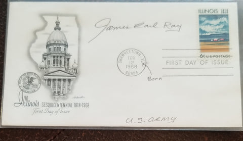 MARTIN LUTHER KING JR. ASSASSIN JAMES EARL RAY HAND SIGNED FDC FIRST DAY COVER D.1998